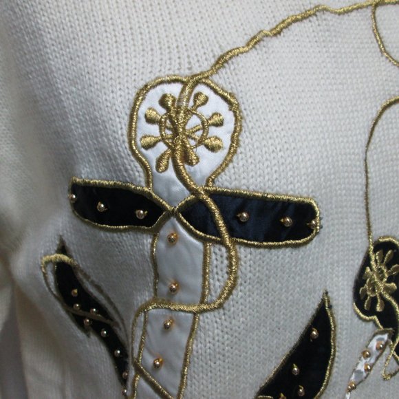 Amoda Vintage Nautical embroidered beaded Anchor Sweater Size Sz X Large XL - Picture 5 of 14